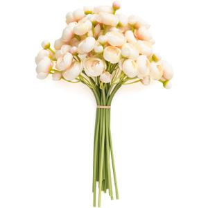 Ling's moment Ranunculus Artificial Flower, Faux Silk Mini Ranunculus Flowers for DIY Bouquet, Bulk Fake Wedding Filler Flowers for Centerpieces Arrangements Bridal Shower Decorations, Pink Shade