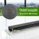 33FT Brush Weather Stripping, 0.35"W x 0.2"T High-Density Self-Adhesive Seal Strip for Doors and Glass Doors, Draft Blocker for Windproof, Dustproof, and Soundproof, Easy Cut & Install, Gray