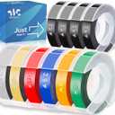 Weemay 10 Pack 3/8 Embossing Tape Compatible for Dymo 3D 9mm Plastic Embossing Label Tape for Organizer Xpress Pro 12965 DYM12966 Office Mate II Junior Home Embossing Label Maker, 3/8 Inch X 9.8 Feet