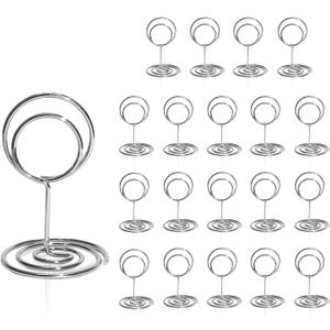 Table Number Holders 20Pcs - 2 Inch Mini Place Card Holder Short Table Number Stands for Wedding Party Graduation Reception Restaurant Home Centerpiece Decorations Office Memo (Silver)