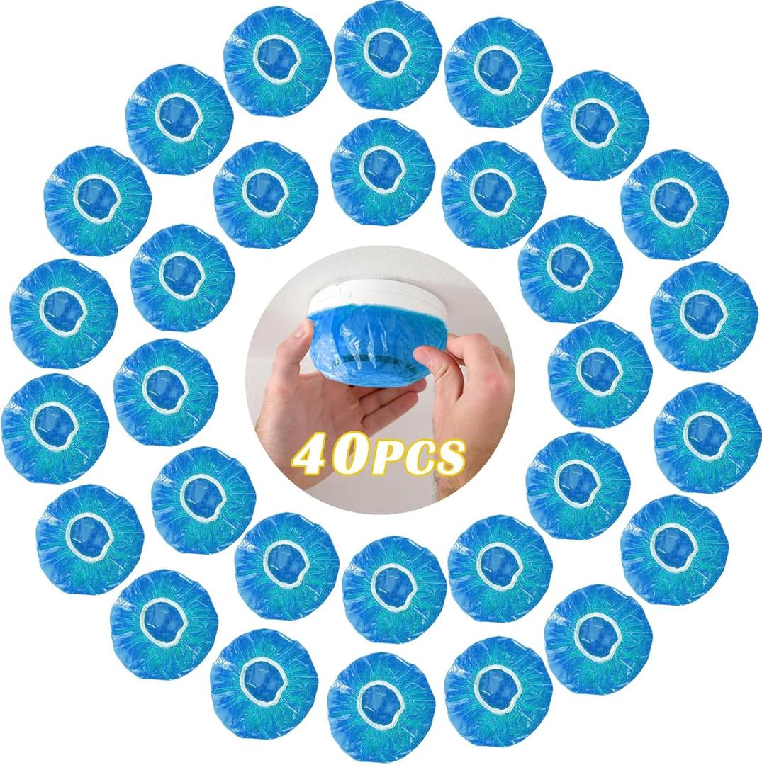 2 x 40 PCS Dxmimer Smoke Detector Cover Fire Alarm Cover, Thickened Elastic Plastic Reusable Smoke Alarm Dust Paint Cover for Home Cooking or Baking (Blue)