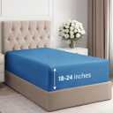 Extra Deep Twin Fitted Sheet - Hotel Luxury Single Fitted Sheet Only - Easily Fits 18 inch to 24 inch Mattress - Ultra Soft, Wrinkle & Fade Free w/Extra Deep Pockets - Breathable & Comfy - Royal Blue
