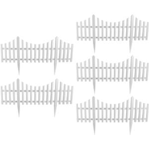 DOITOOL Flexible White Picket Fence Garden Border, 5 Pcs Decorative Landscape Edging Fences, Grass Lawn Flowerbeds Plant Borders, White (Overall Length 120 Inches)