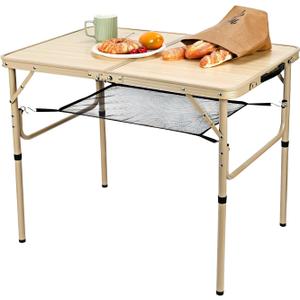 Folding Table 3FT Camping Table 2 Adjustable Height Lightweight Portable Aluminum Mini Foldable for Picnic Beach Indoor Outdoor, Yellow (High-grade Yellow), Size: 35.7" x 23.7"(2 height)