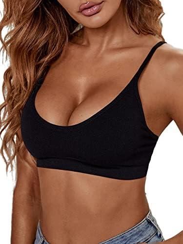 Verdusa Women's Scoop Neck Spaghetti Strap Seamless Bra Top Crop Bralette, S size Verdusa Women's Scoop Neck Spaghetti Strap Seamless Bra Top Crop Bralette, S size
