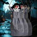 JOYIN Outdoor Halloween Hanging Scary Swing Girl Decorations, Outdoor Swinging Doll with Creepy Sound and Light Up Eyes Sound, Animated Hanging Decors Activated for Garden Yard Lawn