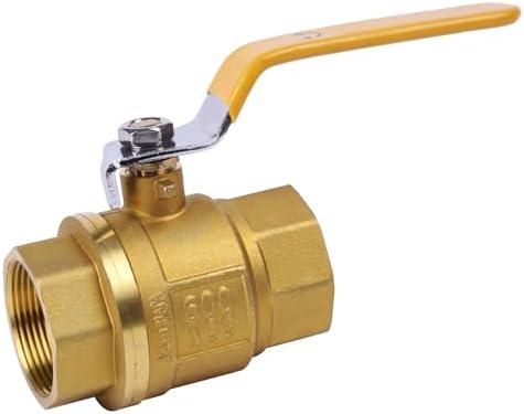 YADIAN 1-1/2" Full Port Brass Ball Valve with Heavy Duty Yellow Vinyl Insulation Handle, Water Shut Off Ball Valve 1-1/2inch, NPT Female x Female Thread, 600 WOG (1-1/2'' NPT, Pack of 1）