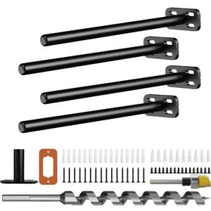 4pcs Wall Shelf Brackets Heavy Duty Floating Shelf Bracket Hidden, Invisible Black Shelving Brackets Decorative Floating Shelf Hardware Heavy Duty, Metal Shelf Support Bracket(8"-4pcs)