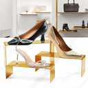 Bag Display Stand Set 3, Gold Purse Display ,Stainless Steel Heavy Duty Handbag Display Stand Shoe Rack For Wallets, Bags, Shoes, Perfume, Jewelry Boutique & Retail Countertop Display