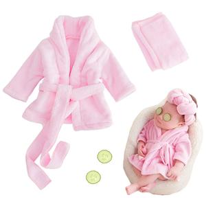 M&G House Newborn Photography Props Bathrobe Outfits Girl Baby Robe Bath Towel Costume Sets 0-6 Months(Pink)