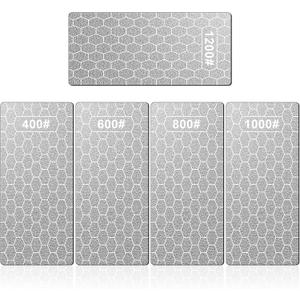 Diamond Sharpening Stone, 5 Pcs Knife Sharpening Stone with Extra Fine/Coarse Plate and Non-slip Base, 400/600/800/1000/1200 Grit