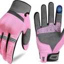 KUTOOK Motorcycle Gloves for Men/Women Breathable Slip Resistant Cycling Hiking Camping Climbing Glove with Touchscreen Fingers (Large, Pink)