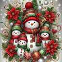 2 x WEUOPG Christmas Diamond Painting Kits for Adults, Snowman Family Diamond Art Kits for Adults&Beginner, Full Drill Diamond Art Paint with 5D Round Diamonds for Home Wall Decor (Snowmen-Red)