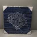 Yihui Arts Coral Canvas Wall Art Hand Painted Navy Blue and White Paintings Modern Abstract Tree Pictures Contemporary Coastal Artwork for Living Room Bedroom Bathroom decor (20L" x 20W", Coral Picture)