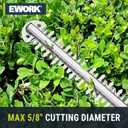 EWORK 22-Inch Cordless Hedge Trimmer, 20V Battery Powered Bush Trimmer, Lightweight Handheld Shrub Trimmer with Battery and Charger, 5/8-Inch Cutting Capacity for Garden, Yard