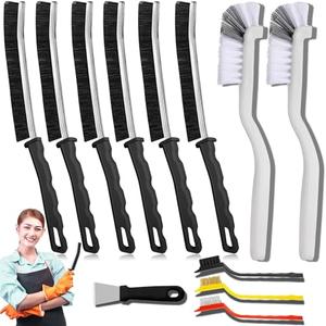 Crevice Cleaning Brush - Grout Scrub Brush, House Cleaning Supplies, Gap Cleaning Tools, Home Essentials, Gifts for Women Men, Hard Bristle Crevice Cleaner Brush for Household Use, Bathroom 12PCS