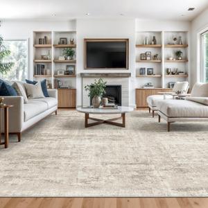 Valenrug Washable Rug - Stain Resistant Area Rugs for Living Room, Non Slip Backing Printed Rugs for Bedroom, Folable Machine Washable Area Rug (Beige, 6'x9')
