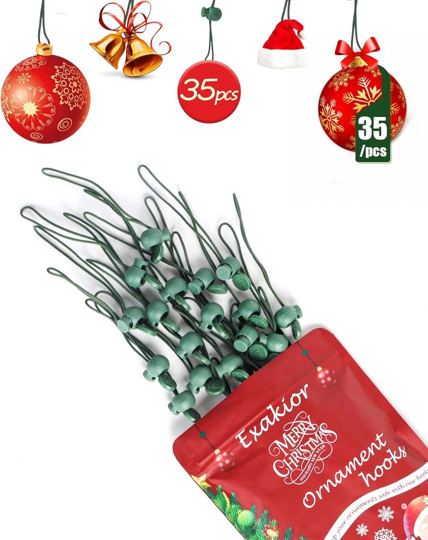 2 x Ornament Hooks  Essential Christmas Tree Decorating Hangers Great Xmas Ornament Hooks for Hanging Christmas Decorations 35 PCS (Round-Upgraded-35pcs)