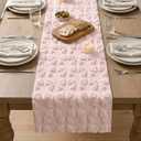 Artoid Mode Pink Soft Plush Faux Fur Jacquard Bows Table Runner, Valentine's Kitchen Dining Table Decoration for Home Party Decor 13x90 Inch