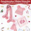 Kids Winter Gloves Hat Scarf for Girls,Ages 3-10 Kids Christmas Gifts,8 7 6 Years Old Girl Wool Beanie Gloves Hat Scarf (Pink)