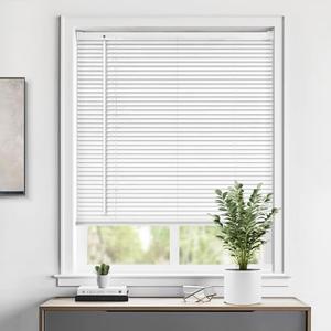 LazBlinds Cordless 1" Vinyl Mini Blinds for Indoor Windows - Light Filtering Horizontal Window Blinds & Shades, 46" W x 48" H, White