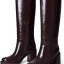 Adolilove Knee High Boots for Women Round Toe Chunky Heel 3.3 IN Tall Boots Side Half Zip Faux Leather, Size 6.5