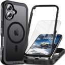 Magnetic for iPhone 17 Case,[Screen Protector] [Compatible with MagSafe][Military Grade Drop Protection][Heavy Duty Protection][Shockproof] 2-Layer Durable Bumper Phone Case 6.3"-Black