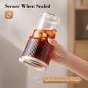 GOSCHE 20oz Glass Tumblers with Straws and Lids, Ribbed Iced Coffee Cups Leak-proof, Dishwasher Safe, Thickened Glass Cups with Lids Ideal for Coffee and Travel, Clear, 4 Pack, 20oz - 4 Pcs