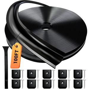 1” RV Trim Molding Insert, 100 Ft Heavy Duty RV Weather Stripping Exterior, Vinyl Rubber Seal Strip Includes End Caps, Screw Cover Trim for Camper Travel Trailer, Black