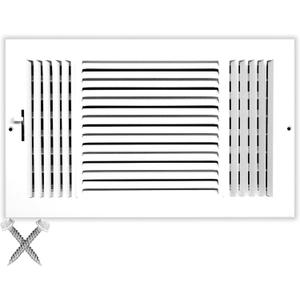 HVAC Premium 16'' X 8'' 3-Way AIR Supply Grille - Vent Cover & Diffuser - Flat Stamped Face - White [Outer Dimensions: 17.75''w X 9.75''h]