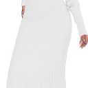 SheKiss Women's Off Shoulder Long Sleeves Bodycon Sweater Dress Sexy Knit Slim Cardigans (XX-Large, White)