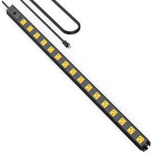 HHSOET 16 Outlet Long Power Strip, 6FT Heavy Duty Power Strip with 4800J Surge Protection, 20a Mountable Wide-Spaced Outlets for Home, Office, Garage & Workshop - ETL Certified