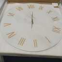 24 Inch White Minimalist Glass Wall Clocks Battery Operated Extra Large Wall Clock for Living Room Bedroom Round Analog Silent Wall Clock