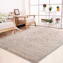 CRUGZ Pure Beige Area Rug 5x7 Feet, Ultra Soft Tan Rugs for Living Room Decor, Shaggy Fluffy Camel Taupe Rug for Bedroom, Nursery Home Decor 60x84 Inch Beige Alfombras para Salas (5'x7' Beige/Tan)