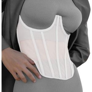 TOPMELON Lace Corset Belt Waist Corset Top Women Mesh Open Cup Lace Up Boned Bustier Underbust Corset Waist Cincher Corset L