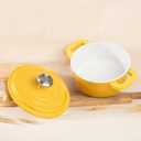 small soup pot with lid,2.6 Quart Granite Casserole Small Soup Pot Pasta Cooking Pot,Dual Handles, Small-Duty Cookware for Braising, Cook soup (Yellow)