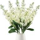 IPOPU 6pcs Delphinium Artificial Flowers 36.22in Silk Flowers Snapdragon Flowers Hyacinth Artificial Flowers Long Stem Flowers for Wedding Home Floral Centerpieces Decor(Cream White)