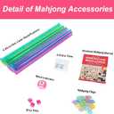 American Mahjong Game Set, 166 Pink Tiles (1.2), 4 All-in-One Color Rack/Pushers & Drawstring Bag, Complete Mahjong Sets with Pink Printed Carrying Bag and Mahjong Tile Set Accessories