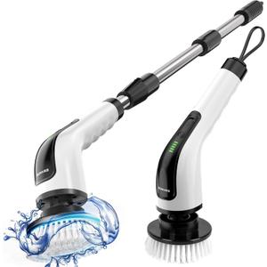 Electric Spin Scrubber, Cordless Cleaning Brush Scrubber for Home, 8 Replaceable Brush Heads-90Mins Work Time, 3 Adjustable Size, 2 Speeds for Bathroom Shower Bathtub Glass Car
