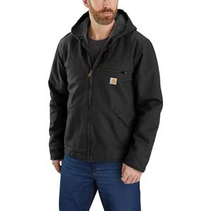Carhartt Men's Relaxed Fit Washed Duck Sherpa-Lined Jacket (Medium, Black)