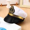 Pet Captains Hat White Sailor Hat for Cats Small Dogs Halloween Cosplay Costume Cap Doggy Navy Outfit Cosplay Apparel