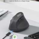 acer Ergonomic Mouse Wireless, Adjustable DPI Vertical Mouse 1000/1200/1600 with 6 Buttons, Rechargeable Ergo Mice, Medium to Large Sized Hands, 2.4GHz USB Receiver for Computer, Laptop, PC