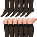 Sheer Knee High Socks, 4 Pairs 20D Premium Silky Soft Nylon Stockings Control Top Reinforced Toe (US, Alpha, One Size, Regular, Regular,  Black)