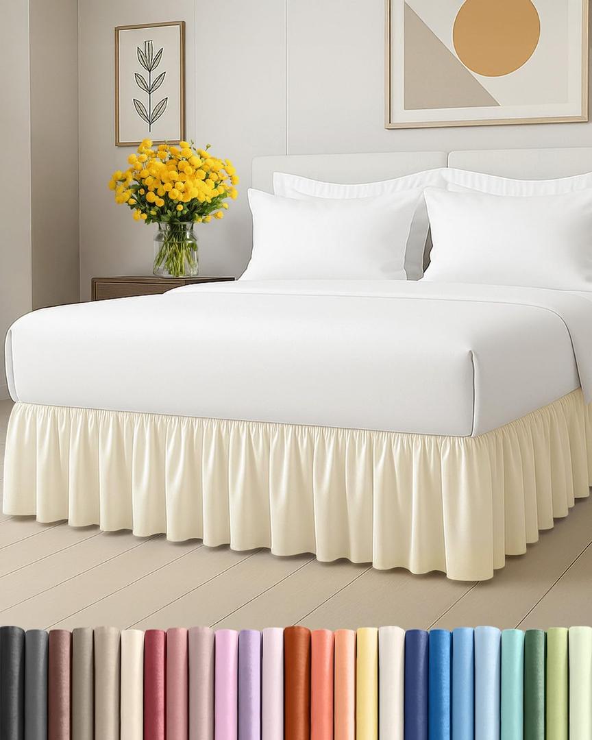 Bedskirt Queen Size Ruffle - 15 inch Drop Dust Ruffle Bed Skirt with Platform - Ultra-Soft, Easy Fit, Premium Hotel Quality - Wrinkle and Fade Resistant - for Women, Men, Kids and Teens - Off White