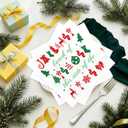 100Pcs Winter Paper Napkins 3 Ply 6.5'' x 6.5" Disposable Funny Christmas Dinner Size Napkins Red Green Holiday Square Beverage Napkins for Xmas Vacation Dinner Kitchen Friendsmas Party Decorations