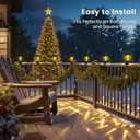 Solar Christmas Fence Lights Outdoor Decor, Waterproof Patio Lights with Warm White Color for Holiday & Halloween Decor, for Fence, Trampoline, Stairs, Yard, Pathway, 4 Pack