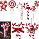 8 Pcs Assorted 16'' Giant Candy Cane Ornaments Red and White Large Lollipop Decoration 4 Mixed Sizes Lollipop Christmas Decoration Candy Cane Ornaments for Christmas Tree Home Decor