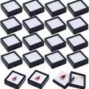 BENECREAT 24PCS Black Gemstone Display Box Jewelry Box Container with Clear Top Lids 1.5x1.5x0.6 for Gems, Jewelry, Crystal Diamond Accessories Display