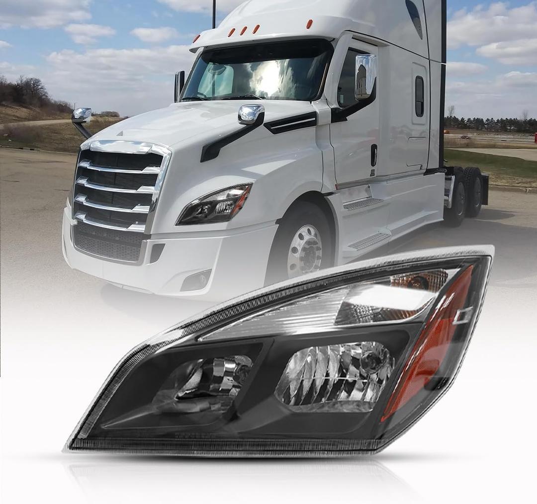Left Halogen Headlights Fit for Freightliner Cascadia 2018-2024,Replacement Headlamp DOT and SAE Approved