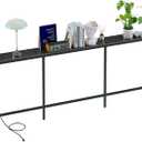 86.6" Behind Couch Table with Fast Charging Station, 7.1" Narrow Skinny Sofa Table with 2 Power Outlets, 2 USB-A, USB-C for Console Entryway, Black